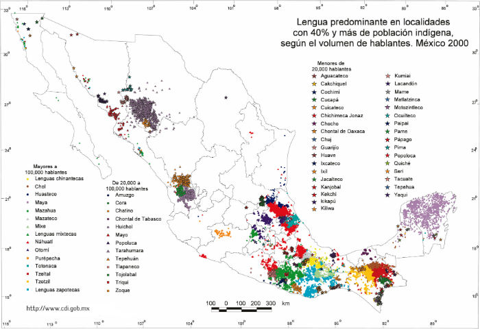 mapa lenguas indígenas méxico