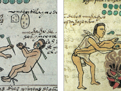 Imagen del codice mendoza muestra educación en escuela entre aztecas o mexicas