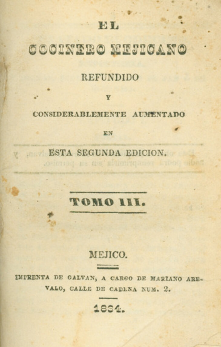 primer libro cocina mexicana El Cocinero Mexicano
