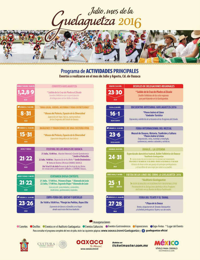 programa de actividades guelaguetza 2016