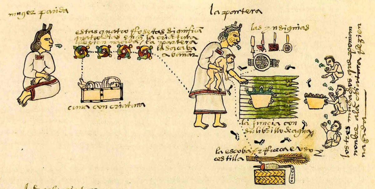 codice mendoza nacimiento bebe mexica