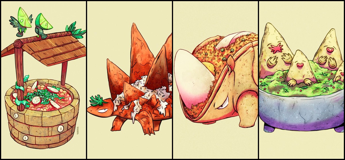 artista-mexicano-ilustracion-dibujos-reinventa-comida-mexicana-dioses-aztecas